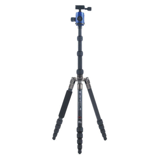 Black camera tripod on a white background