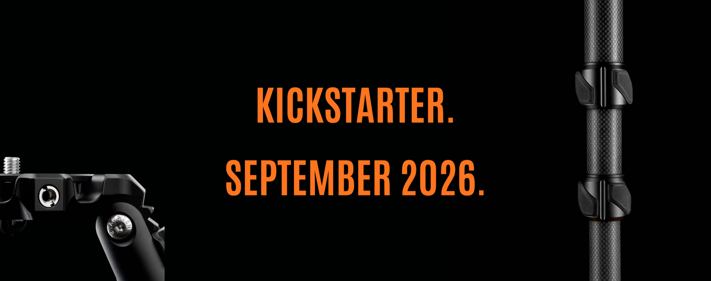 Promotional graphic on a black background with orange text reading 'KICKSTARTER. SEPTEMBER 2026.