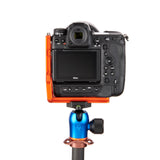 Zaara dedicated l-bracket for z9 Nikon in copper with camera